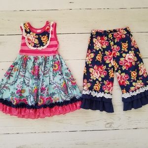 Giggle Moon Dress and Cropped Ruffle Pants Size 6